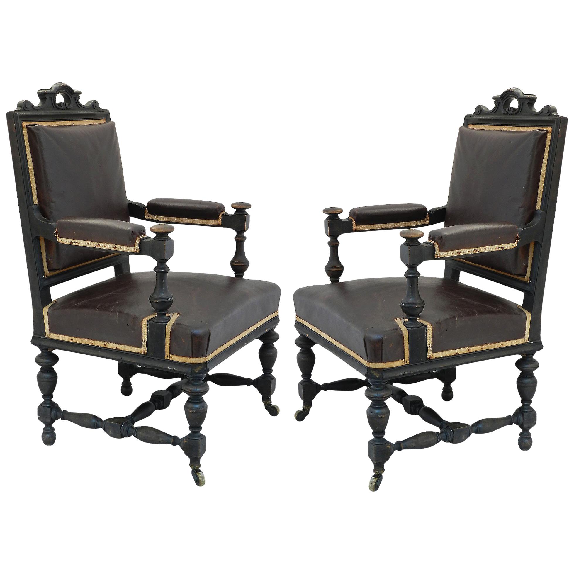 Four 19th Century Conference Armchairs Price per Pair including recovering