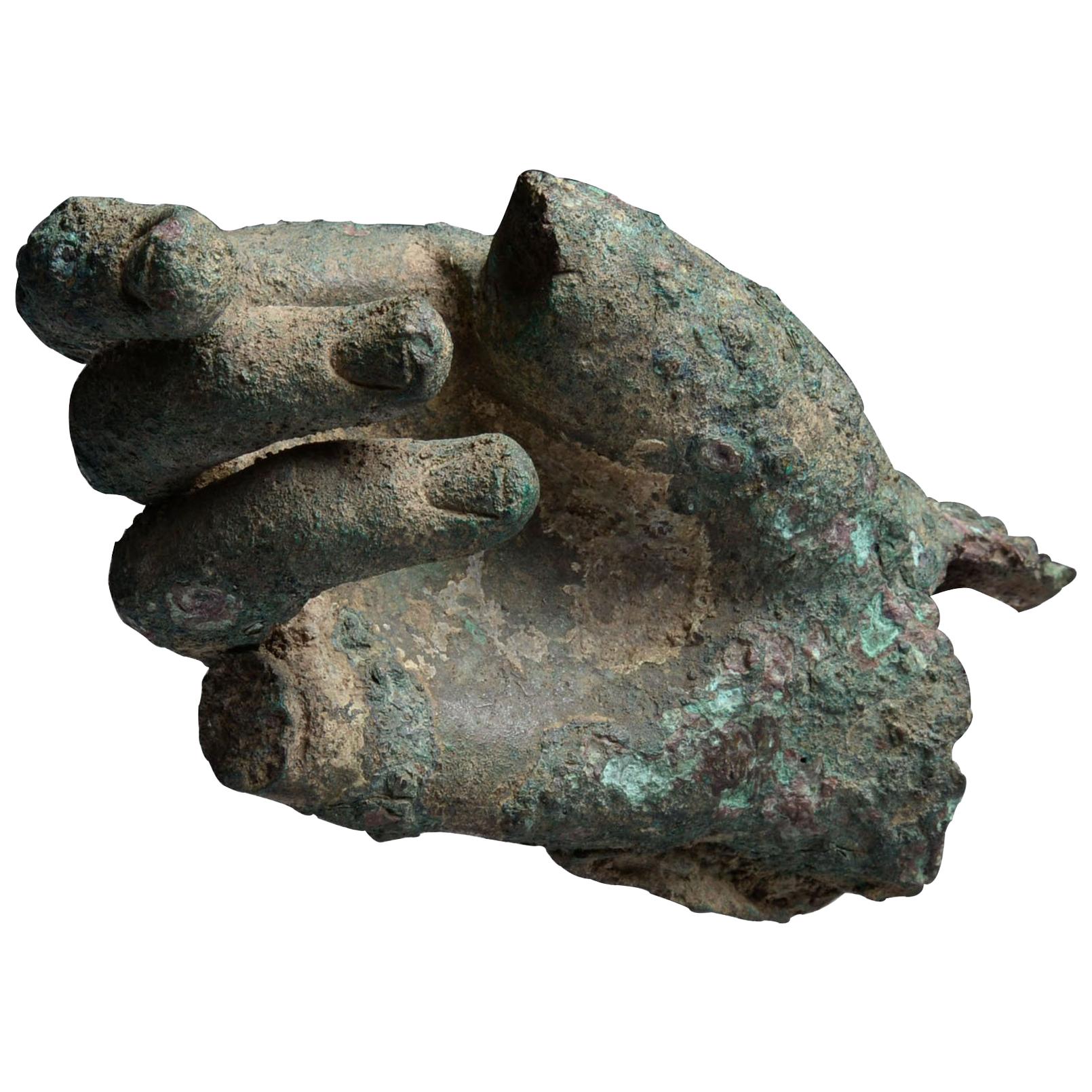 Ancient Hellenistic, Roman Bronze Statue Fragment, 100 BC
