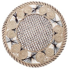 Brown and Cream Round Iraca Fibre Placemat