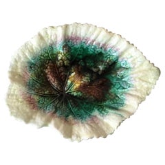 English Majolica Begonia Leaves Dish, circa 1890