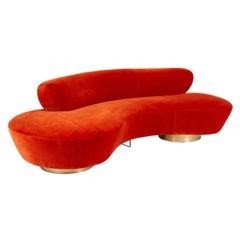 Vladimir Kagan Serpentine Sofa on Brass Bases