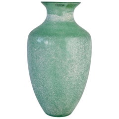 Große große italienische Seguso Vetri d'Arte Grün 'Scavo' Muranoglas Vintage Bodenvase