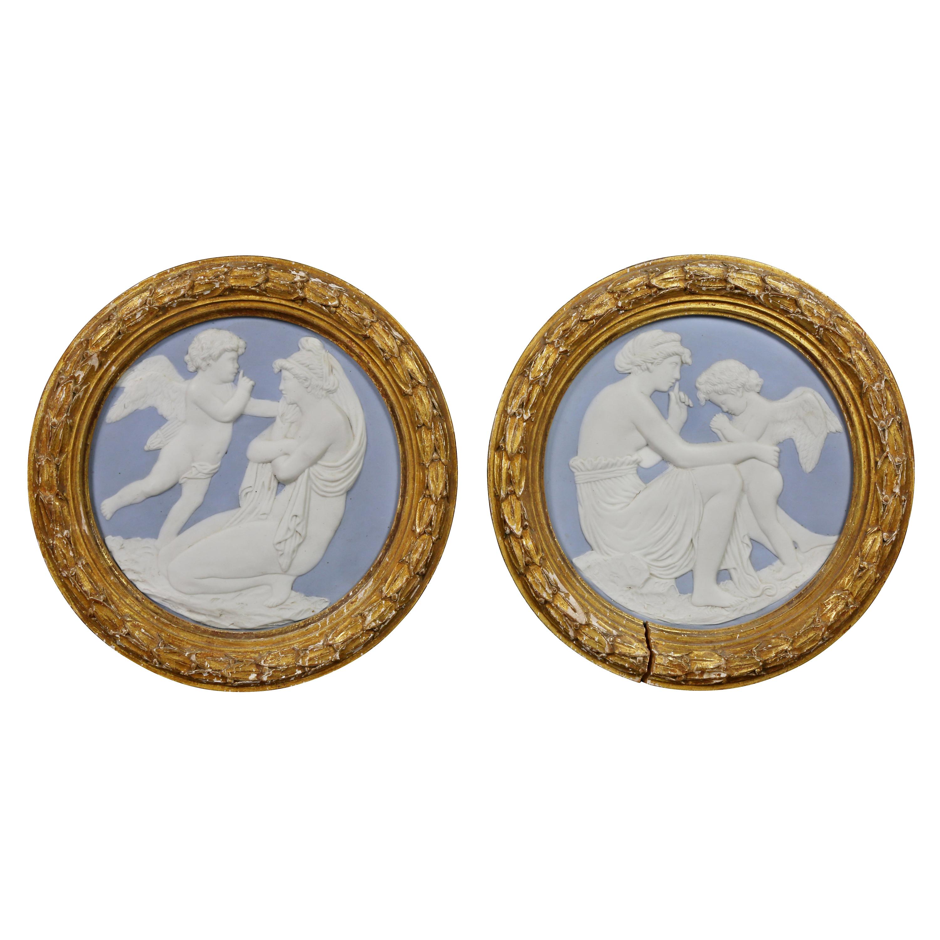 Pair of Sevres Style Biscuit Porcelain Plaques