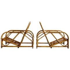 Rare Audoux Minet Rattan Lounge Chairs