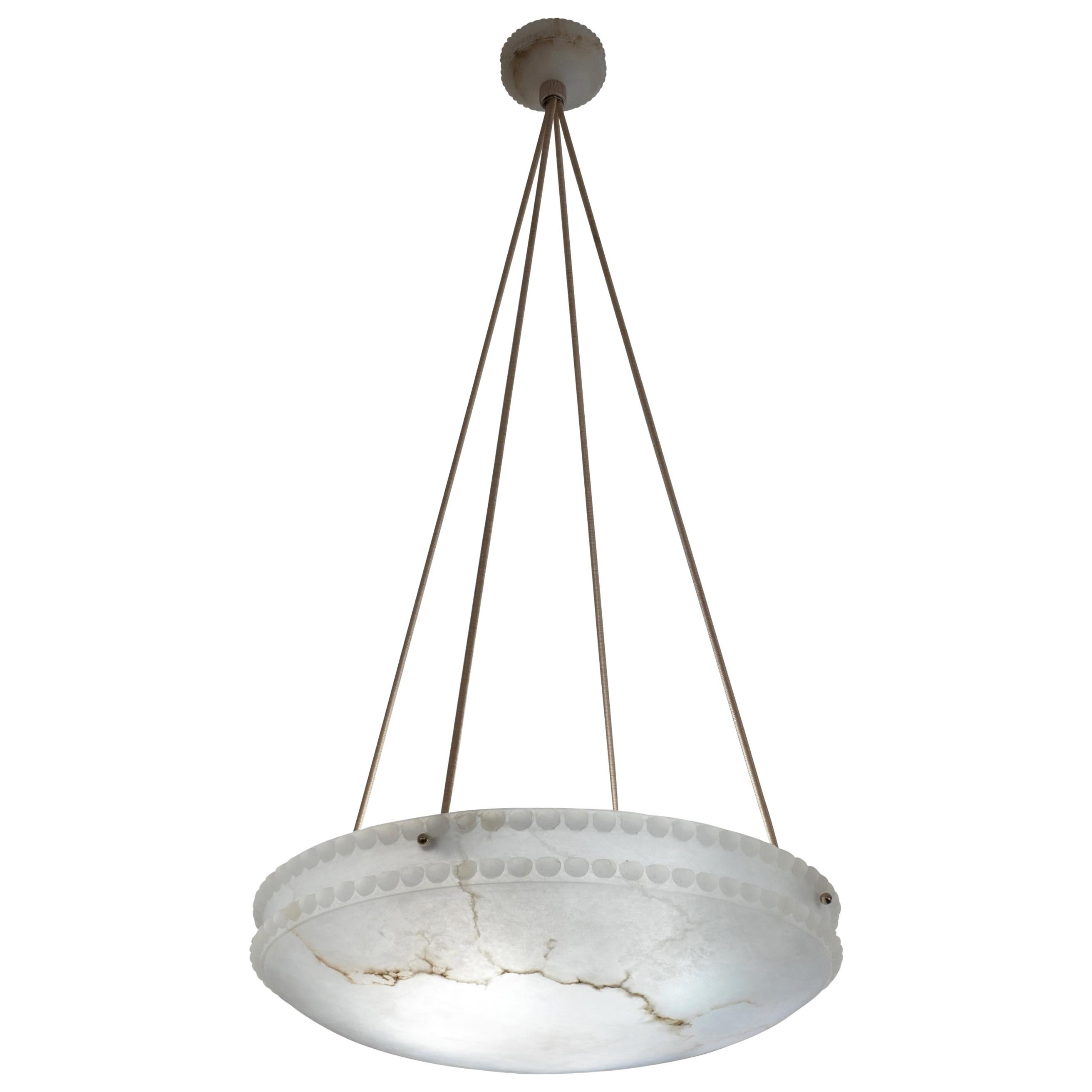 Alabaster Light Fixture with Pearl Detail