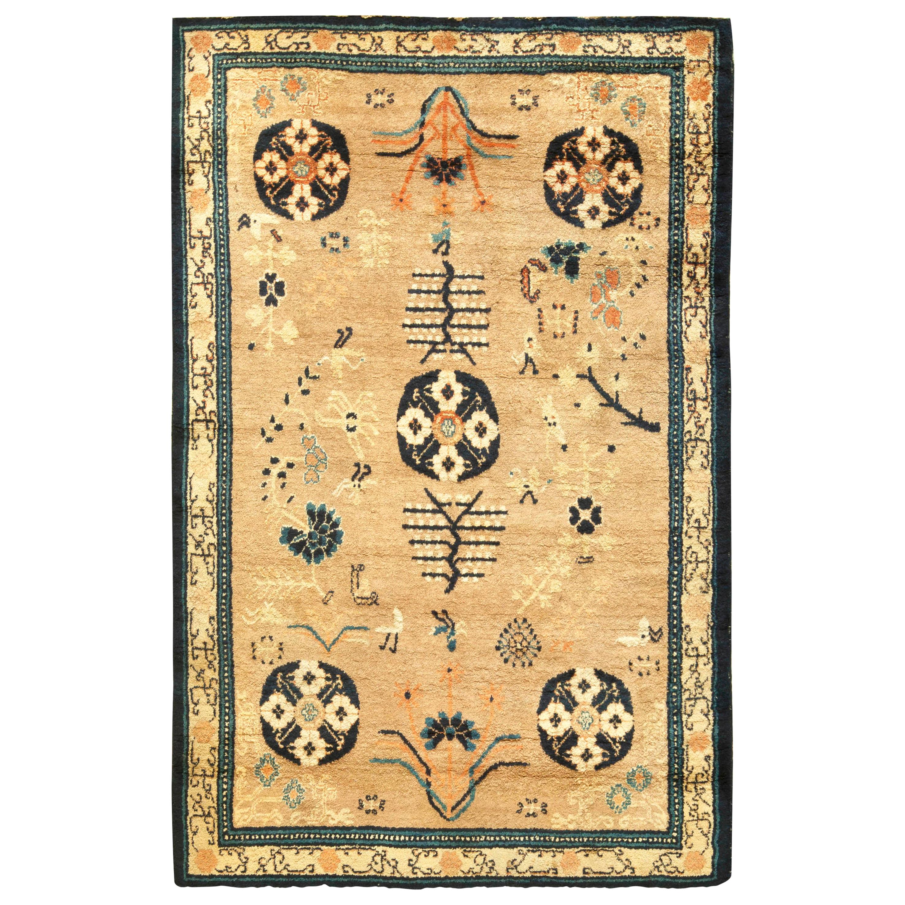 Vintage Samarkand 'Khotan' Handmade Wool Carpet For Sale