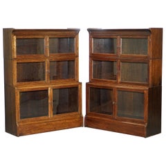 Original Pair of circa 1900 William Baker Co Oxford Stacking Modular Bookcases