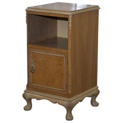 Original Maple & Co Art Deco circa 1930s Burr Walnut Bed Side Table Cabinet