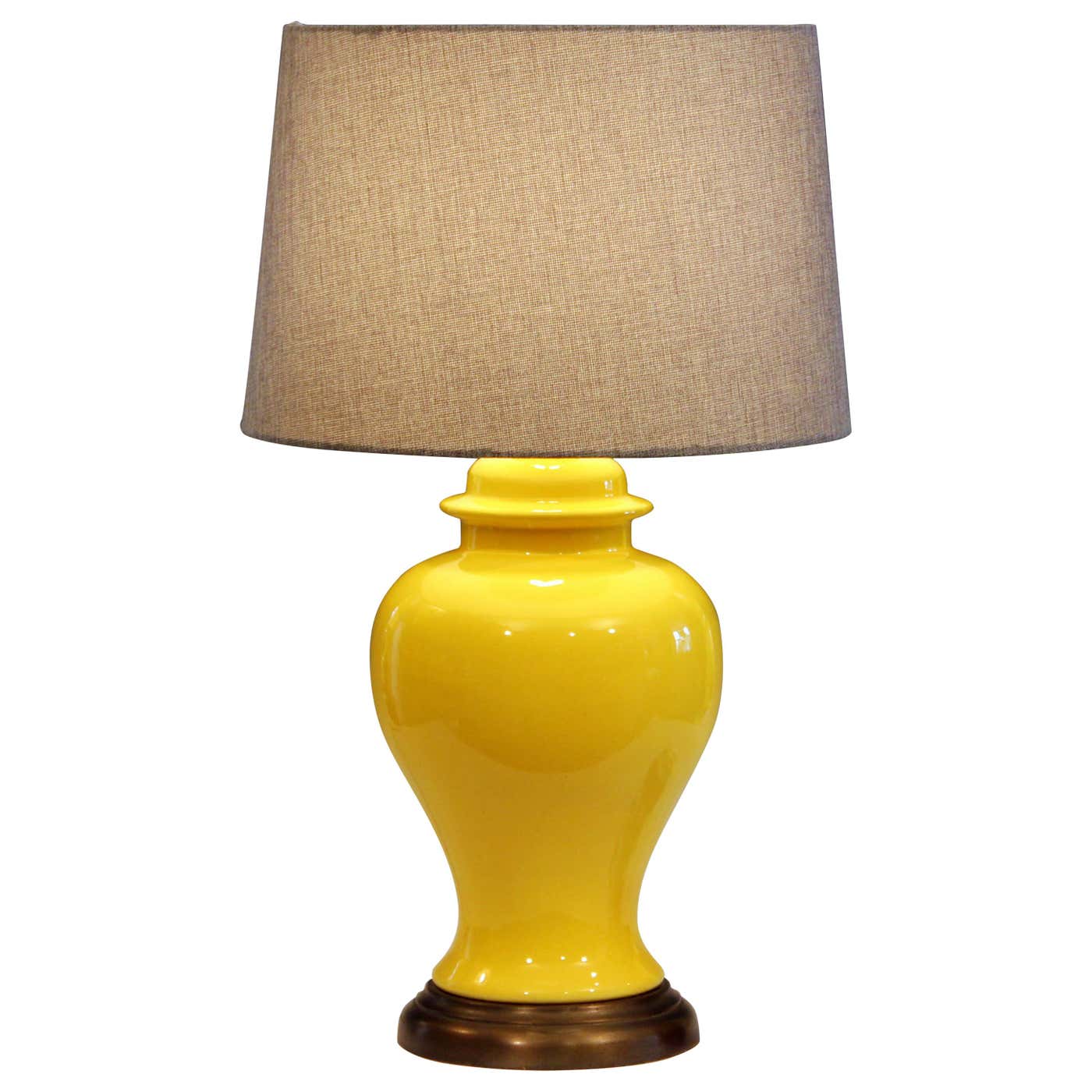 Vintage Haeger Pottery Atomic Chrome Yellow Large Ginger Jar Urn Lamp