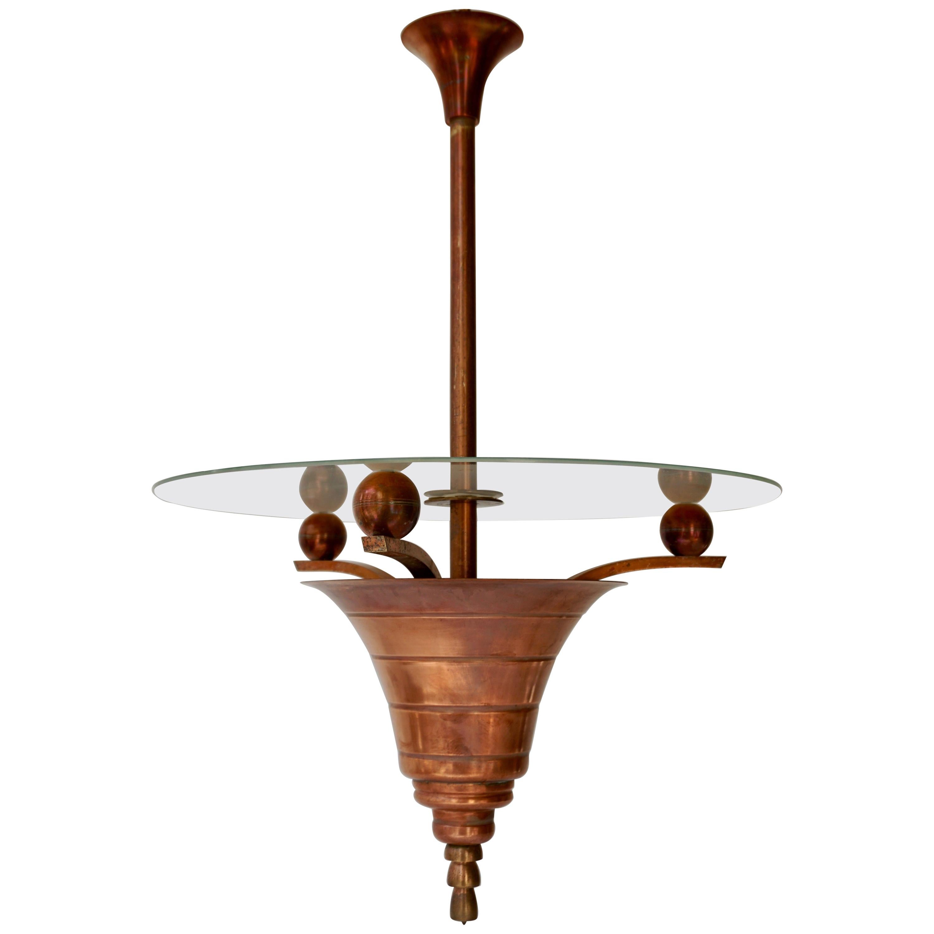 Art Deco Copper Pendant Chandelier