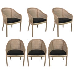 Set of Six Whitewashed Lacquer Armchairs by Ward Bennett for Brickel