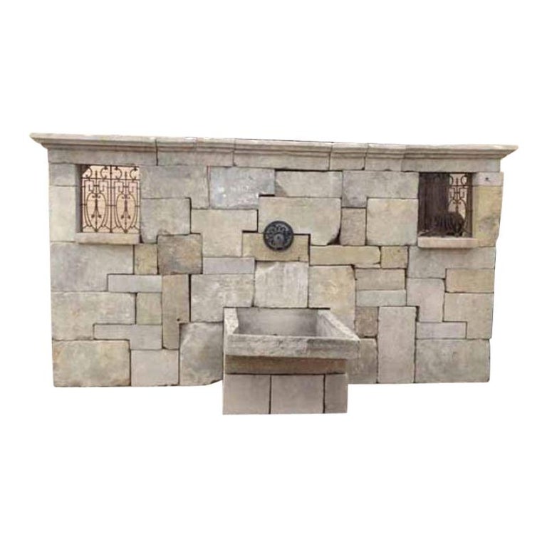 Antique Limestone Wall Fountain For Sale at 1stDibs