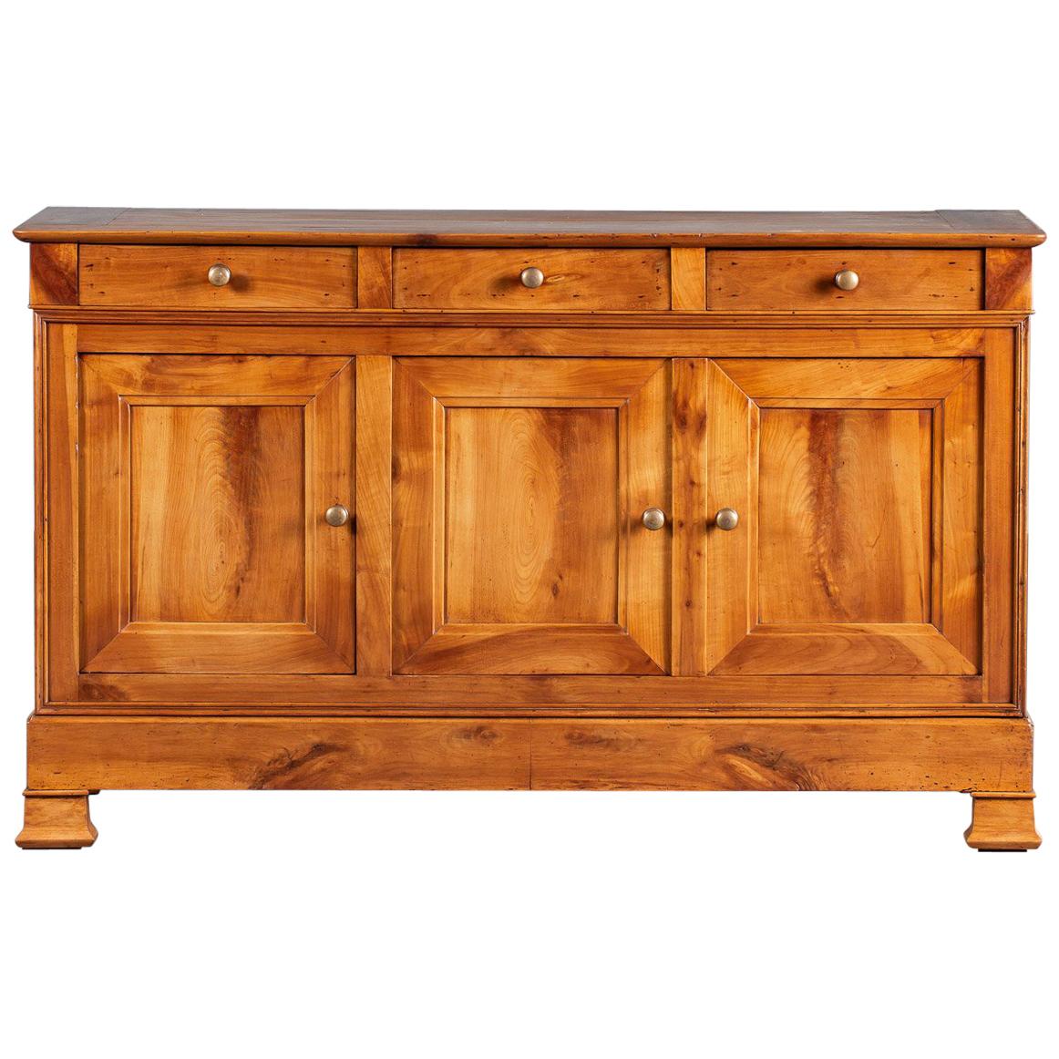 Louis Philippe Antique French Cherry Wood Enfilade Buffet Credenza, circa 1850