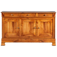 Louis Philippe Antique French Cherry Wood Enfilade Buffet Credenza, circa 1850
