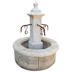 Hand Carved Limestone Central Fountain