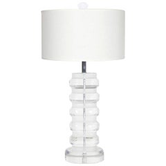 1970s Solid Lucite Table Lamp in the Style of Karl Springer