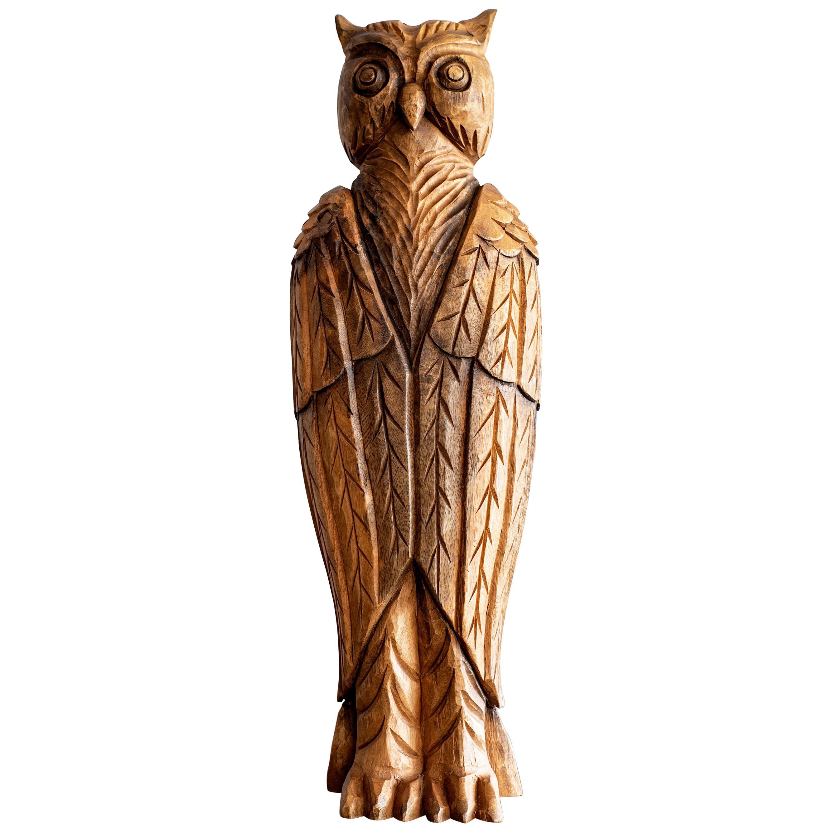 Wood Owl Sculpture