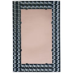 Patterned Worked Iron Geometric Mirror, 1970s