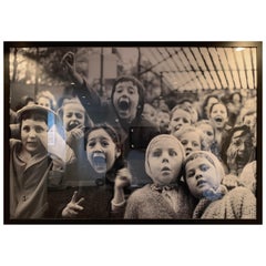 Vintage Extra Large Framed Poster of  Photograph "Children at a Puppet Show Paris 1963"