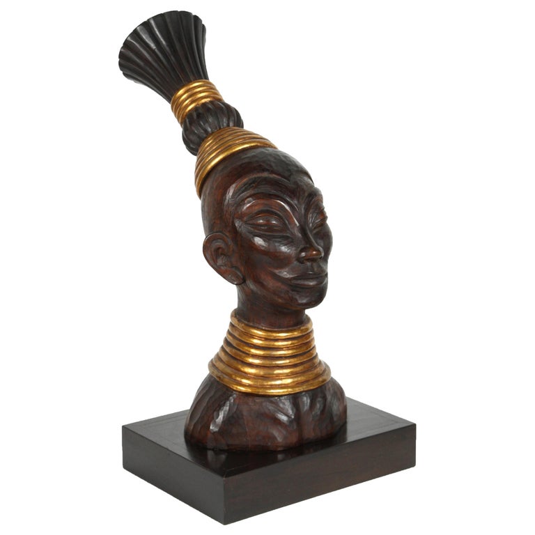Zulu Wooden Tribal Contemporary Sculpture of Black African ...