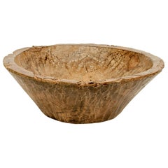 Large Vintage Teak Bowl, Hand Hewn, from Cirebon, North Java, Mid-20th Century
