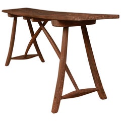 Primitive French Elm Trestle Table