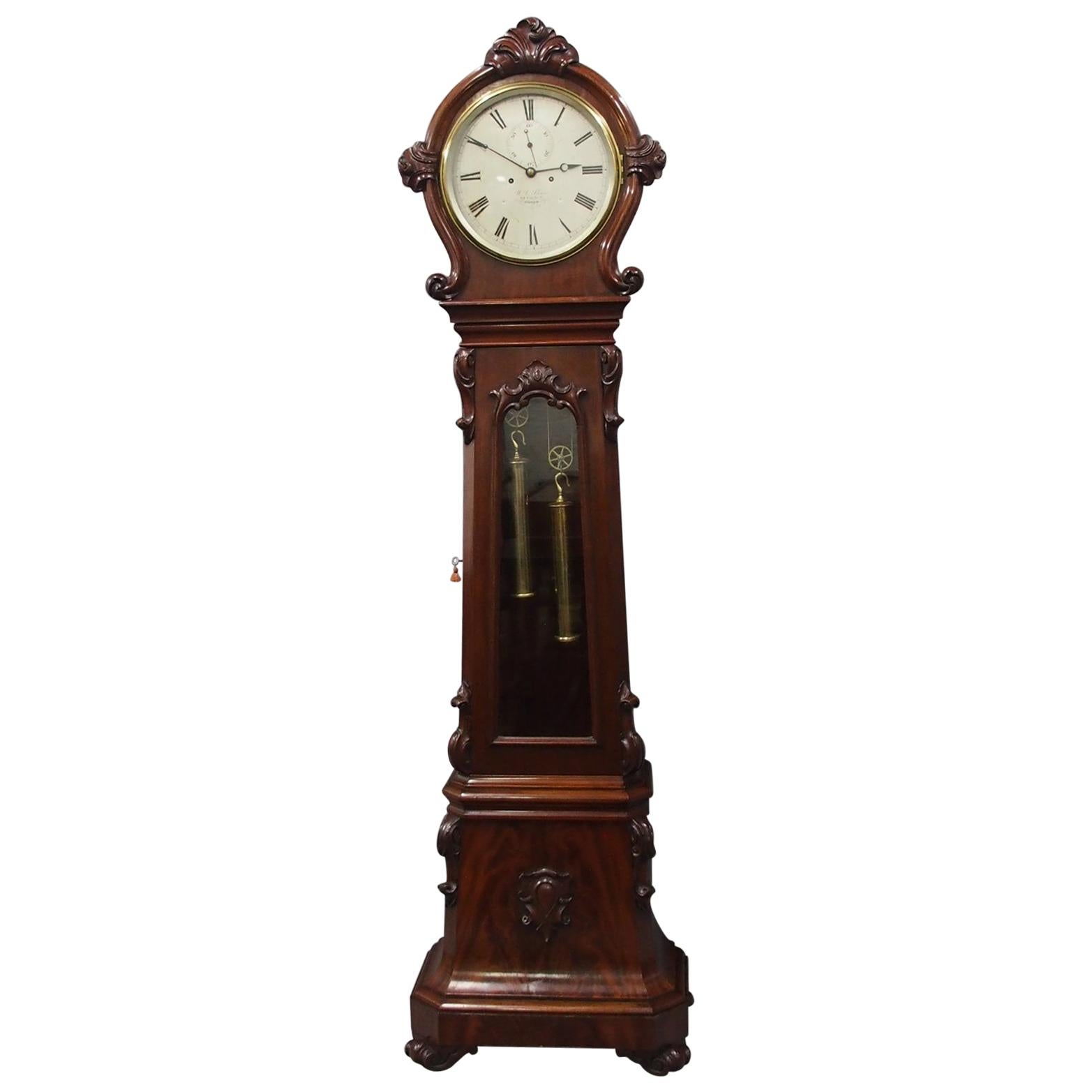 Victorian Mahogany Drum Head Longcase Clock by W. C. Shaw, Glasgow For Sale