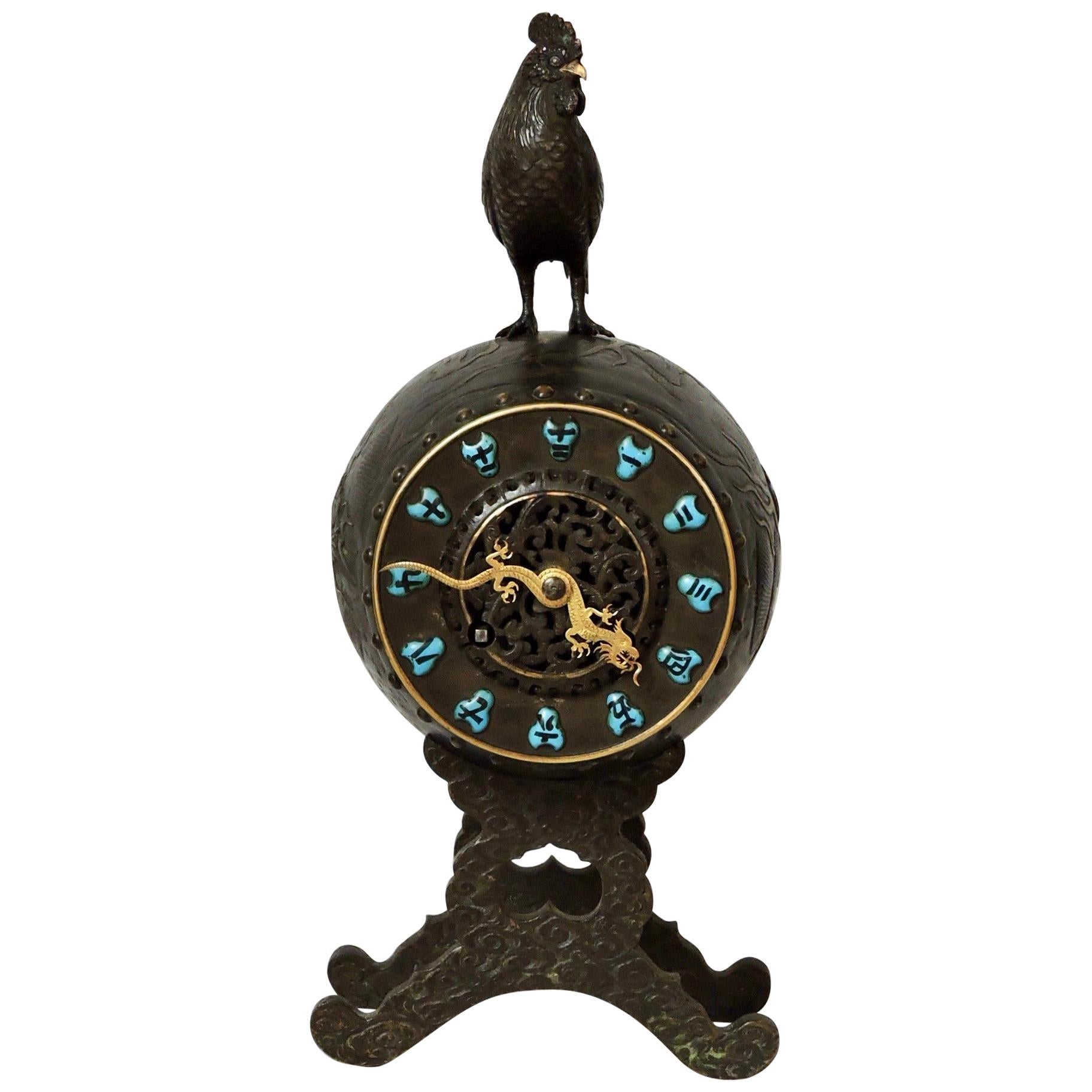 French 19th Century Aesthetic Movement Chinoiserie Timepiece by Susse Frères For Sale