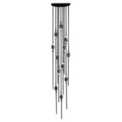 "Il Pezzo 12 Cluster Chandelier" Black and Gold Finish crystal Led Lamp