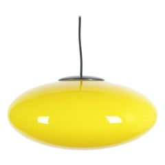 Yellow Stilnovo Glass Ball Pendant Lamp, Midcentury Italy