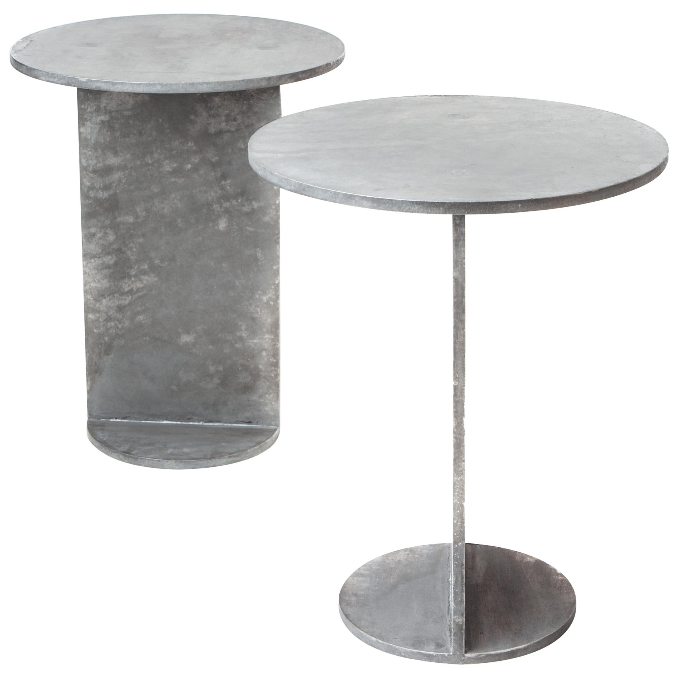 Pair of Eero Tables in Hot-Dipped Galvanized Steel Plate by Jonathan Nesci
