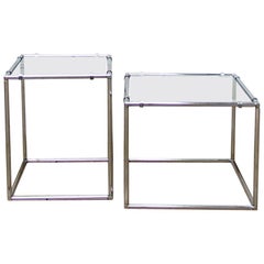 Poul Cadovius Vintage Industrial Glass and Metal Side Table