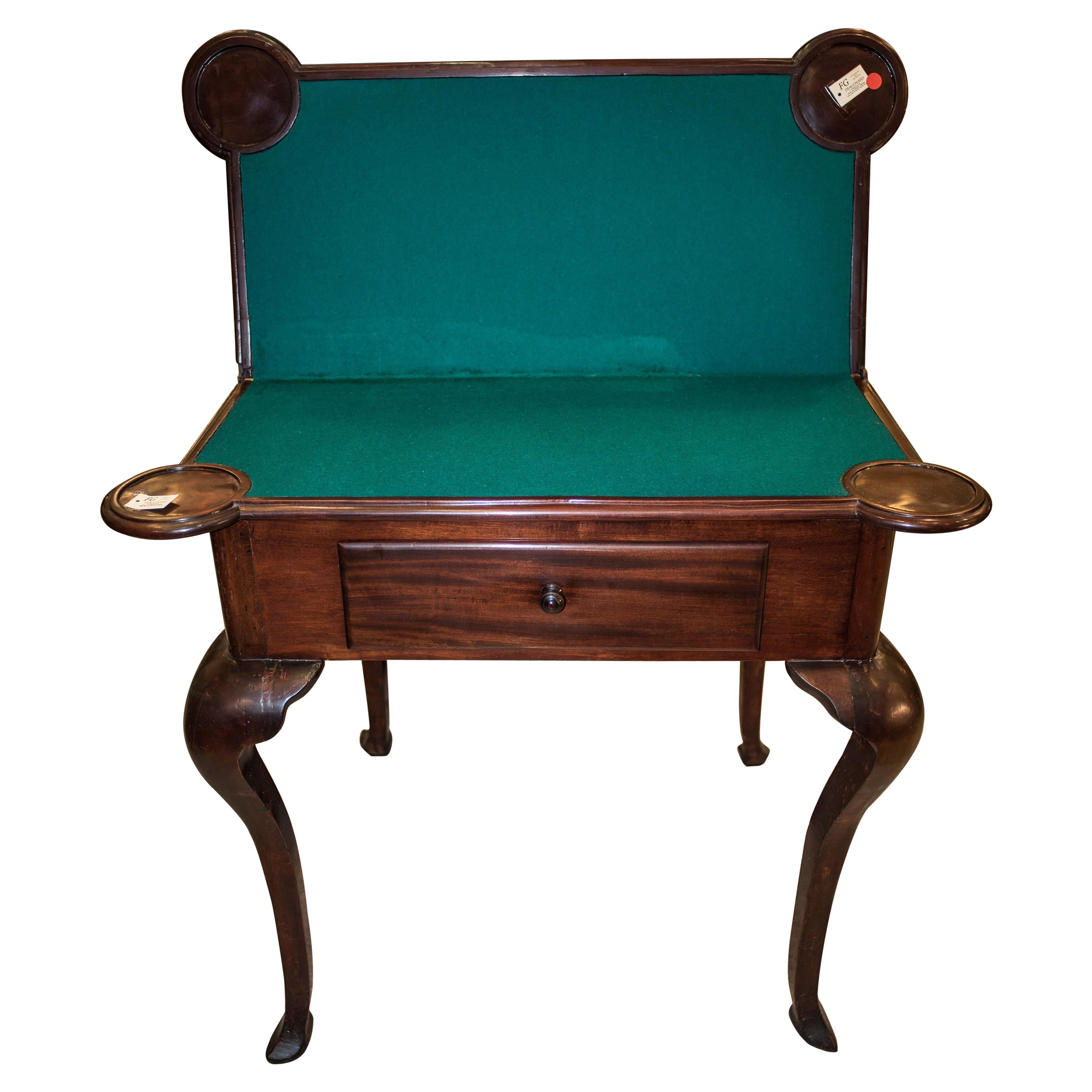 Late 19th Century Chippendale Style Mahogany Wood and Fabric English Table 1880s