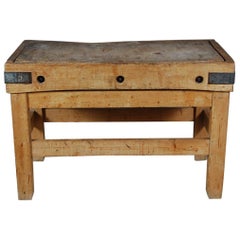 Antique Early 20th Century English Butchers Block