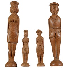 19th Century Naive Sailor Made Family Carvings