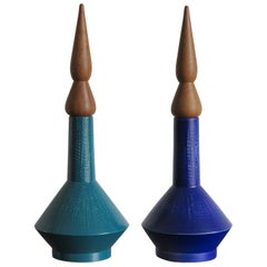 Contemporary Blue Green Ceramic Vases Designed by Capperidicasa, Made in Italy