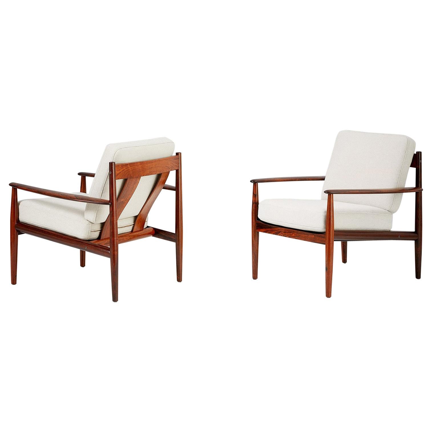 Grete Jalk Model 128 Rosewood Lounge Chairs