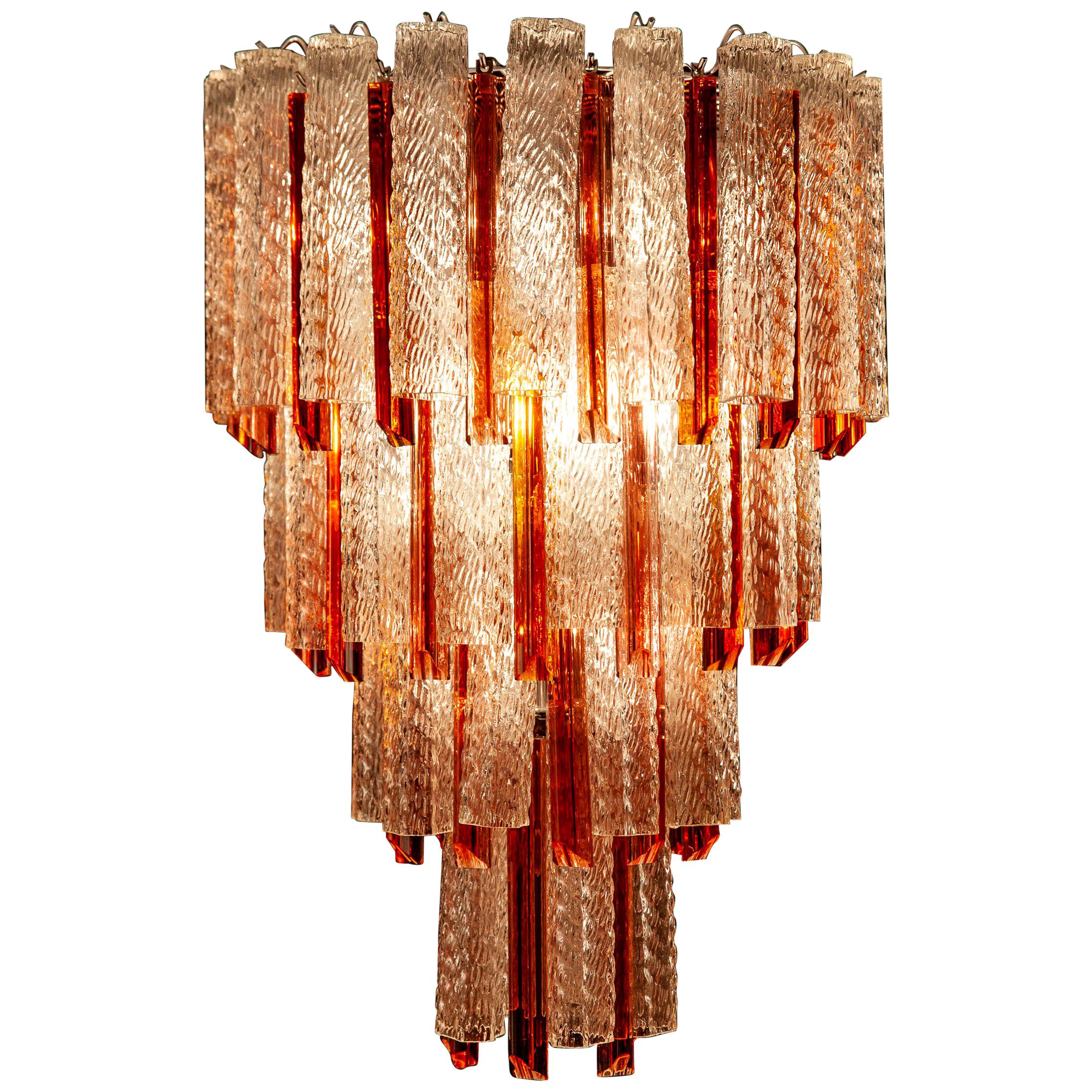 Original Midcentury Murano Glass Tronchi Four-Tier Chandelier, 1960