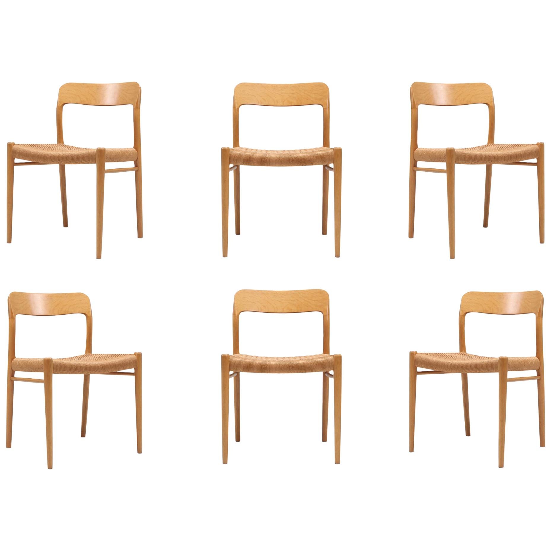 Scandinavian Modern Chairs in Oak by N.O. Möller for J.L. Moller