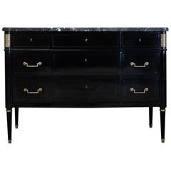 1940s French Ebonised Commode in the Louis XVI Taste