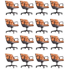 35 Charles Pollock Executive Desk Chairs für Knoll in Cognacleder