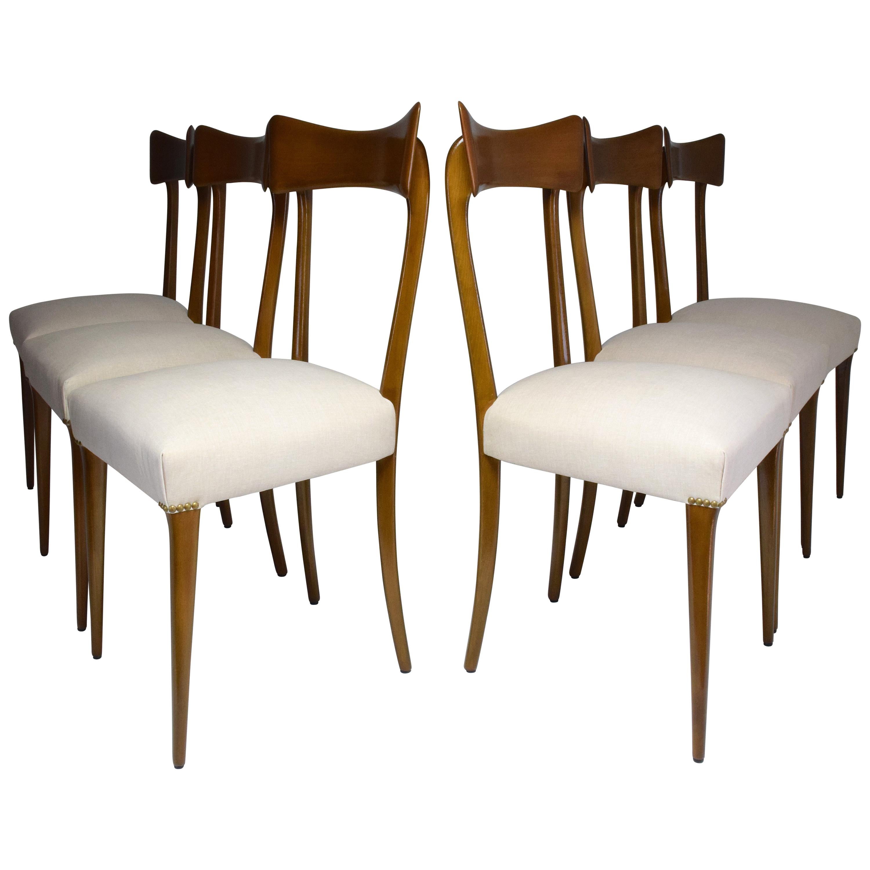 Italian Midcentury Dining Chairs, Set of 6, 1950s