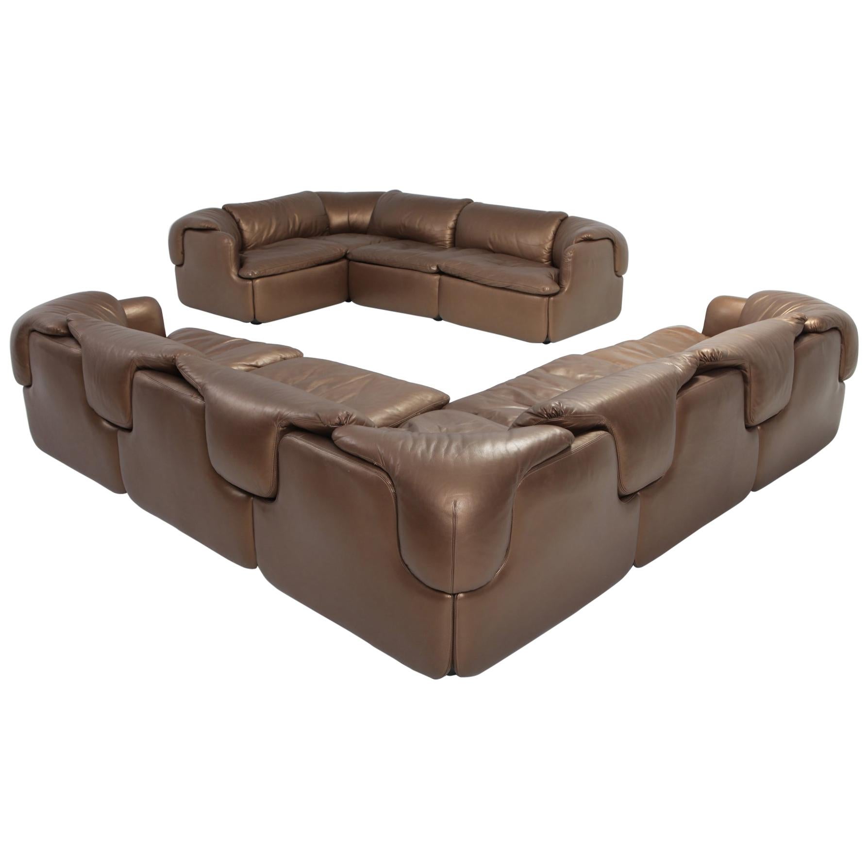 Bronze Leather Saporiti High-End Corner Sofa 'Confidential'