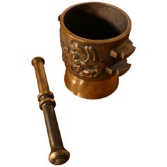 Oriental Bronze Pestle and Mortar