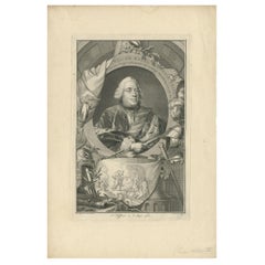 Antique Portrait of William Charles Henry Friso of Orange by Houbraken '1751'