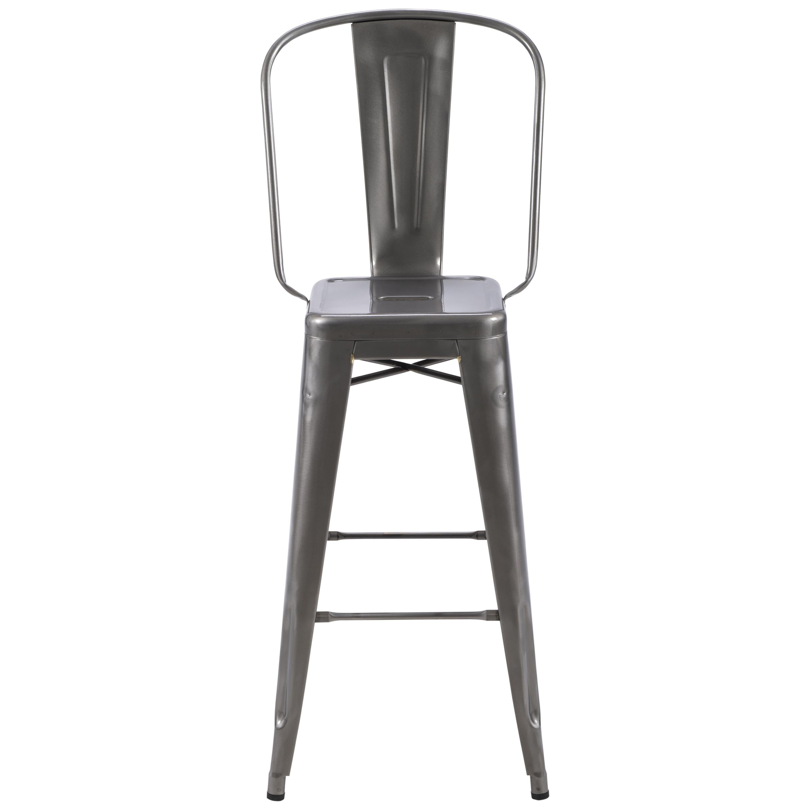 For Sale: Gray (Vernis Brilliant) HGD Stool 75 with High Back in Essential Colors by Tolix