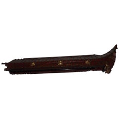 Pair of 20th Cent Pagoda Roofs, China 1908, Hand Carved, Guilted, Red Lacquer