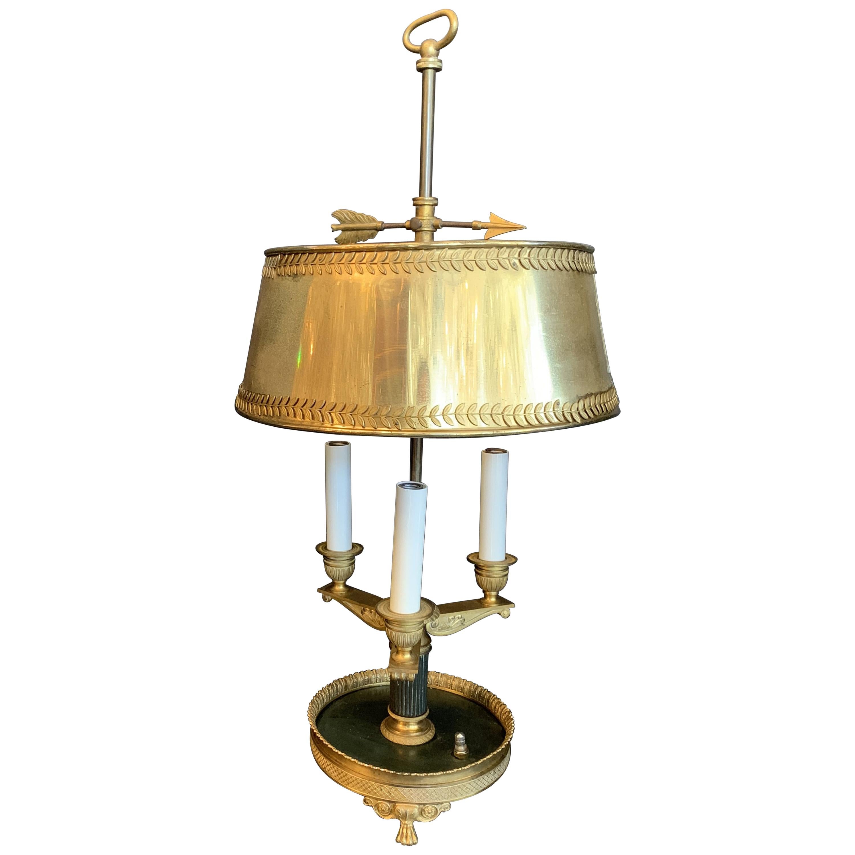 Wonderful French Empire Neoclassical Regency Bronze Patinated Bouillotte Lamp