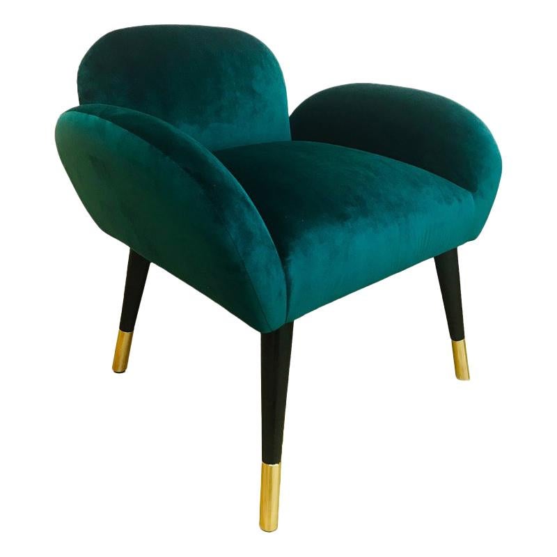 Art Deco Style Green Velvet with Brass Sabots Dining Chair Patagonia