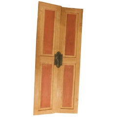 Antique Double Wood Door Lacquered Orange and Red, Italy, 1800s